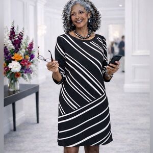 White House Black Market NWT Diagonal Stripe Tunic/Mini-Dress Size XS